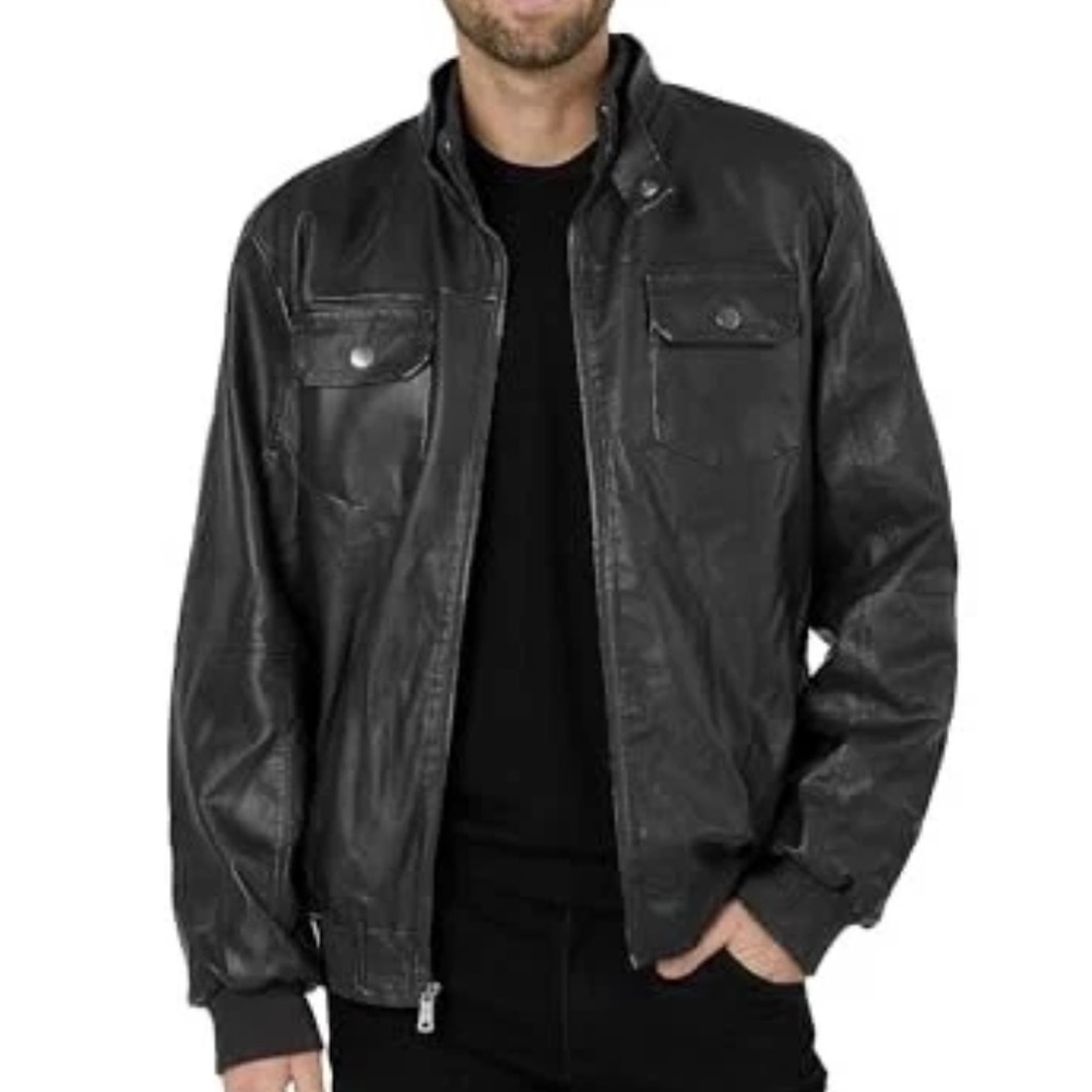 Whattry Men’s Faux Leather Jacket. Size 3XL